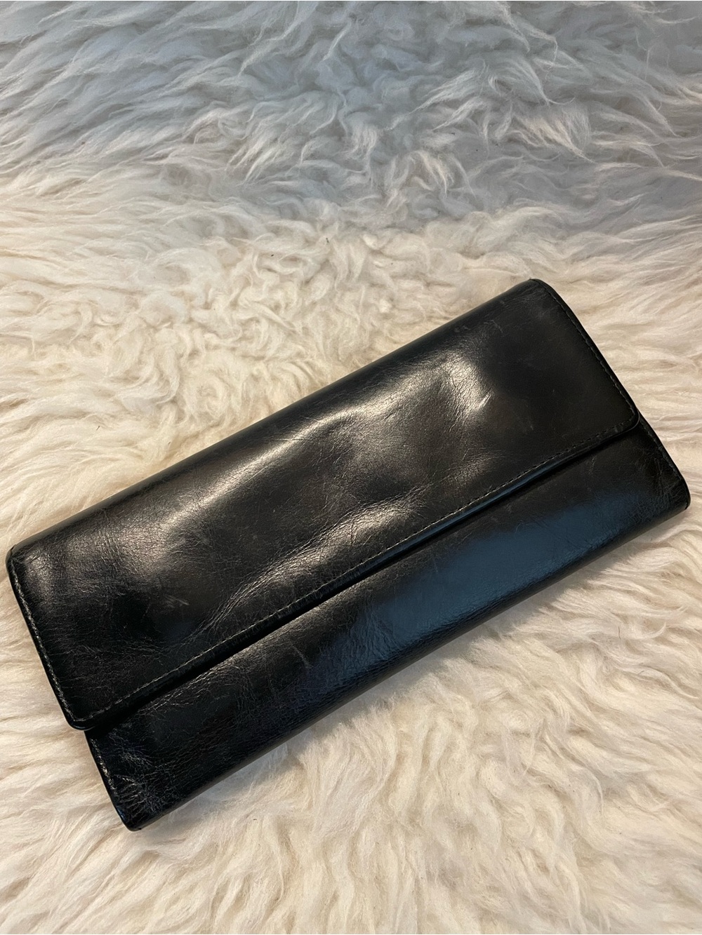 Hobo Trifold Leather Wallet Black